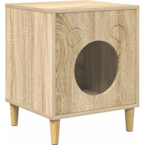 Vidaxl Casa Per Gatti Sonoma 42,5 X 40 X 53 Cm Materiale A Base Di Legno-image