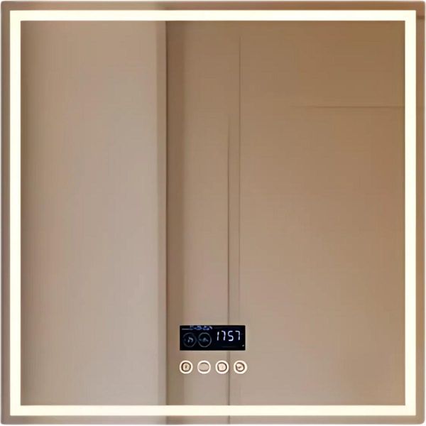 Specchio Da Bagno Quadrato - Con Illuminazione Bluetooth E Led - Luce Dimmerabile - 80 Cm - Per Il Bagno E Il Make-Up-image