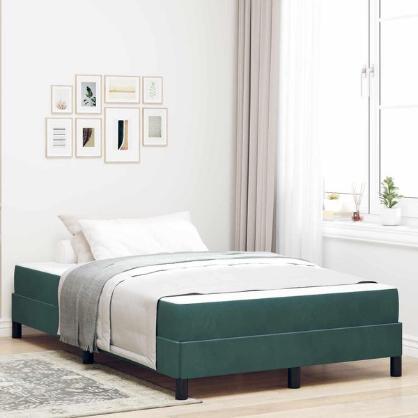 Maison Exclusive - Letto Boxspring Con Materasso Verde Scuro 120 X 190 Cm Tessuto-image