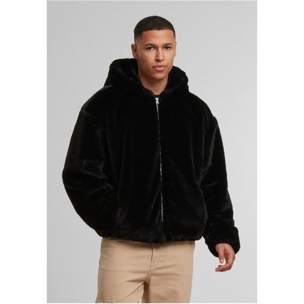 Urban Classics Hoodie Felpa Con Cappuccio Da Uomo Con Zip Integrale In Pelliccia Sintetica Nera Xl-image
