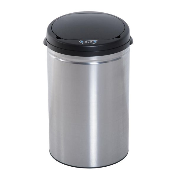 Homcom Cestino A Sensore Automatico In Acciaio Inox Cestino A Sensore Ir Con/Senza Contenitore Interno Rotondo 30 L-image