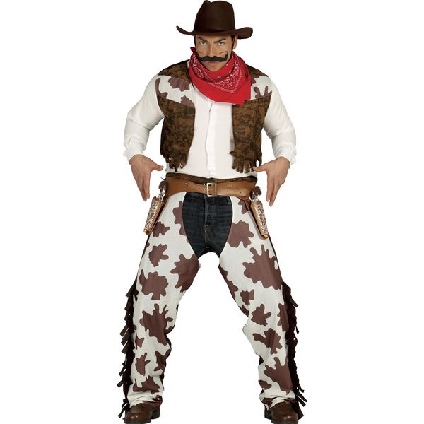 Cowboy Adventure Wild West Costume Carnival Outlaw Hero Retro Festival Sheriff Cowboy Hat Bandana Wilderness Look Western Legend Classic, Taglia: 48 - 50 (M) Colore: Brown-image