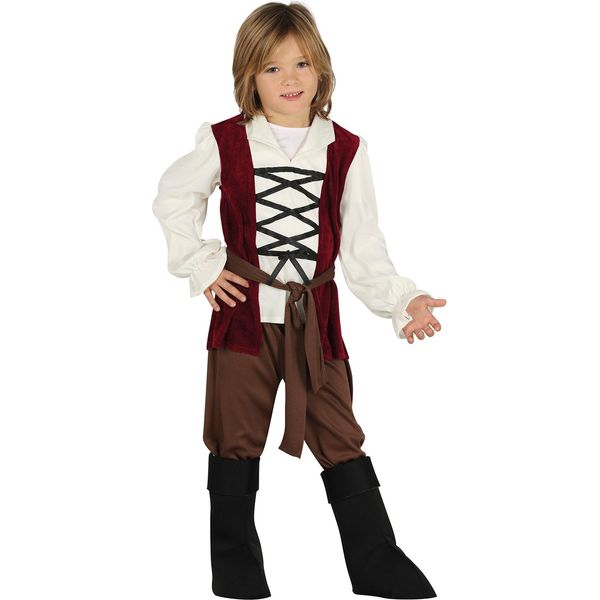 Costume Da Avventuriero Medievale Per Bambini, Carnevale, Fantasia, Fiaba, Festa Per Bambini, Viaggio Nel Tempo, Taglia: 98/104 Colore: Beige-image