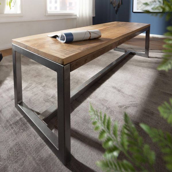Sala Da Pranzo 120 X 46 X 45 Cm Legno Massiccio Mango / Metallo Panca In Legno Classica | Wohnling-image