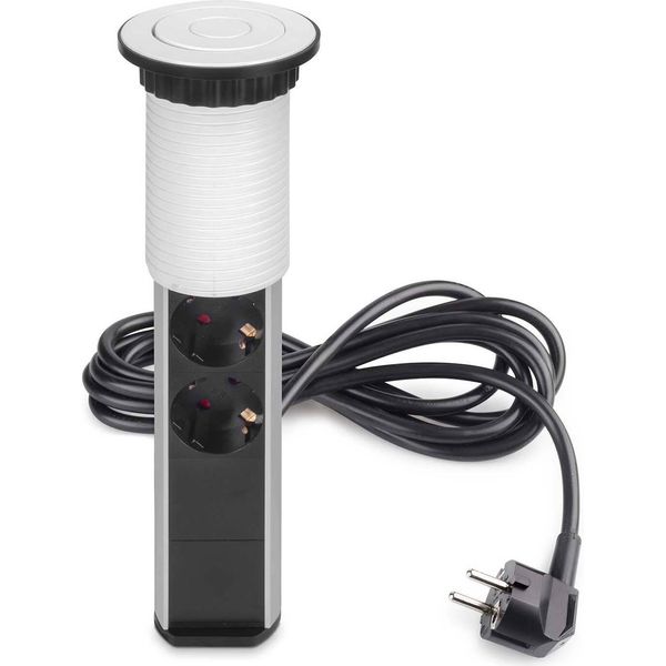Emuca Multiconnettore Verticale Sollevabile 60 Mm Argento Taglia Unica / Spina Ue 220V Argento Taglia Unica-image