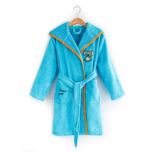Milk&Moo Cool Coala Accappatoio Per Bambini Con Cappuccio, 100% Cotone, Oeko-Tex, Ultra Assorbente, Morbido, Vestaglia In Velluto Per Bambine E Bambini, Turchese, 5-6 Anni-image