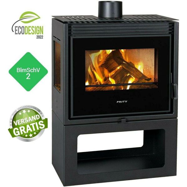 Eek A+ - Stufa A Legna Con Caminetto A 3 Pannelli Panorama Prity PM3-TV - 13 Kw-image