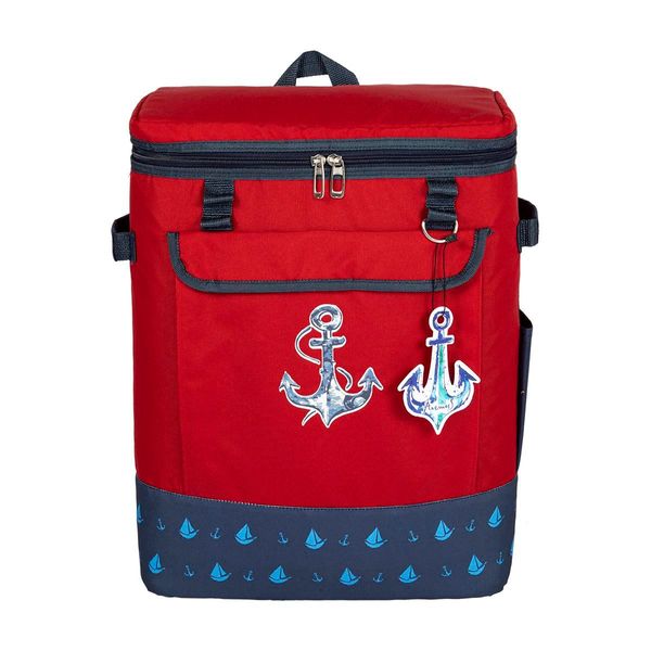 Anemoss Marine Collection Zaino Freddo Anchor, Borsa Isolata Per Il Trasporto Di Cibi Caldi E Freddi, Lunch Box Termico, Grande Borsa Frigo Per Esterni, Spiaggia, Picnic, Campeggio, 25L, Rosso-image