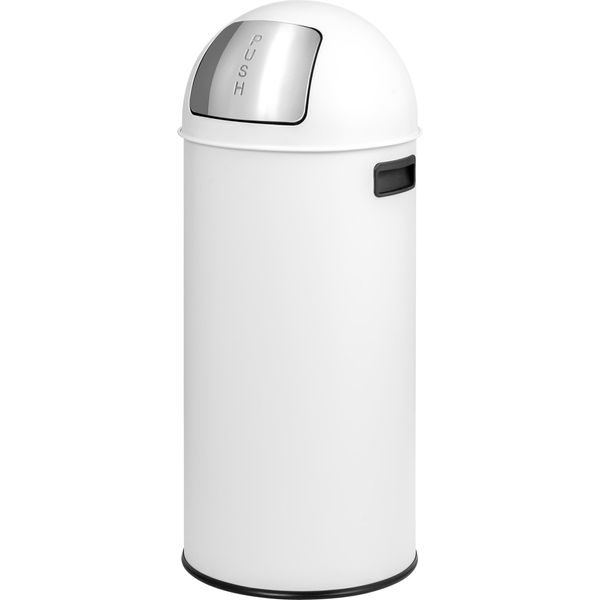 Bidone Eluno A Spinta Da 25 Litri In Lamiera D'acciaio, Bidone Retrò Con Coperchio Rimovibile, Bidone Per Rifiuti, Bidone Per Rifiuti Da Cucina Con Sportello A Pressione, Bianco-image
