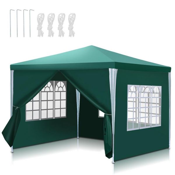 Izrielar Gazebo Impermeabile 3 X 3 M, Gazebo E Tende Da Giardino, Gazebo E Tende Per Feste Con 4 Lati Per Campeggio / Giardino / Matrimonio / Spiaggia, Verde-image