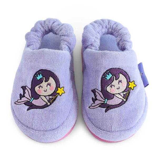 Ciabatte Per Bambini Milk&Moo Little Mermaid, Ciabatte Da Bagno E Da Casa In 100% Cotone, Lavabili, Tessuto Morbido E Assorbente, Suola Antiscivolo, Cinturino Elastico, 4-5 Anni, Viola-image