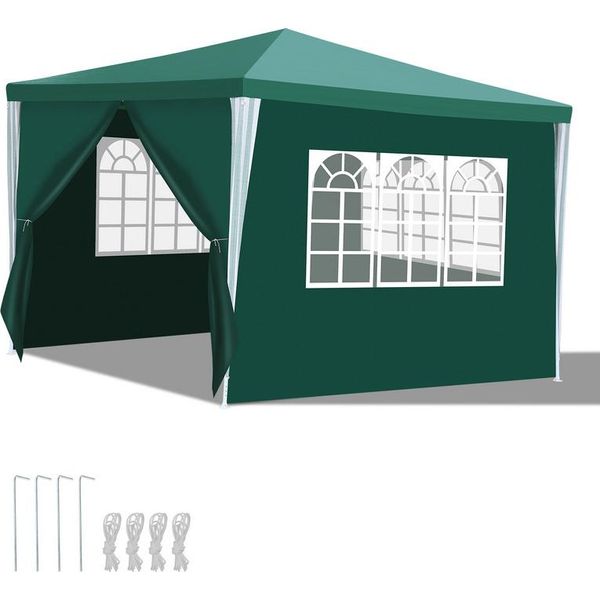 Yakimz Gazebo Da Giardino Con 3 Pannelli Laterali Rimovibili Tenda Portatile Impermeabile Tenda Da Festa Con Tubi A Spirale E Grandi Finestre, Per Feste Matrimoni Campeggio-image