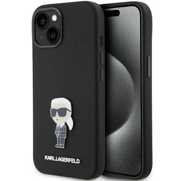 Karl Lagerfeld Klhcp15Msmhknpk Iphone 15 Plus / 14 Plus 6.7 Czarny / Silicone Nero Ikonik Metallo Pin-image