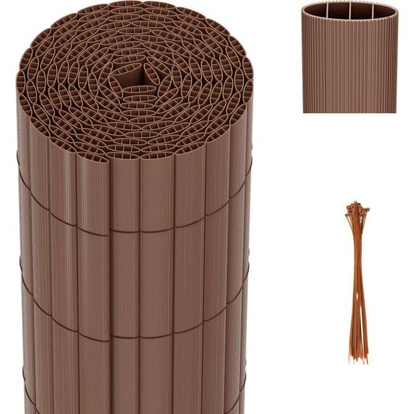 Tolletour Recinzione Privacy In Pvc Schermo Privacy Per Giardino Schermo Privacy Frangivento Per Balcone E Terrazza, Marrone 100X300Cm-image