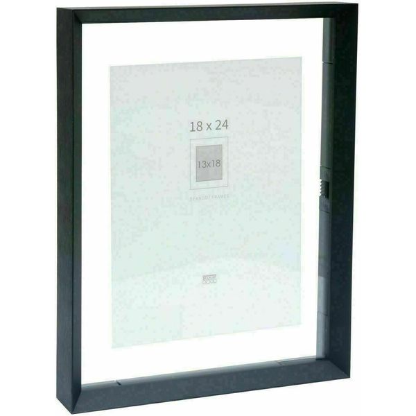 Deknudt S028K2 Cornice In Vetro Nero Alluminio Striscia Galleggiante Effetto Foto 13X18 18X24Cm-image