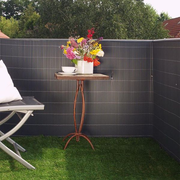 Stuoia Per Privacy Recinzione Privacy In Pvc Antracite Frangivento Per Giardino, Balcone E Terrazza 120X700Cm-image