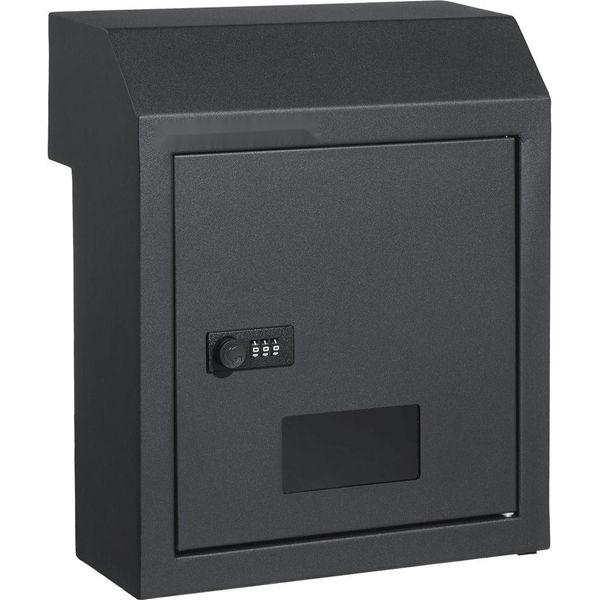Porta Cassetta Postale Da Incasso 305X155X360 Mm - Serratura A Codice Grigio Scuro - Raccolta Sicura Della Posta - Porta Cassetta Postale Resistente Alle Intemperie - Design Moderno-image