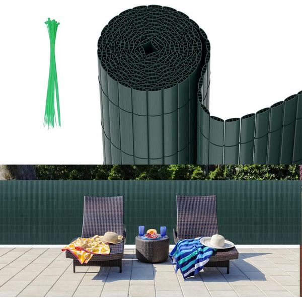 Aopunly Pvc Privacy Schermo Mat Privacy Recinzione Balcone Frangivento Privacy Schermo Per Recinzione Verde 140X600Cm-image