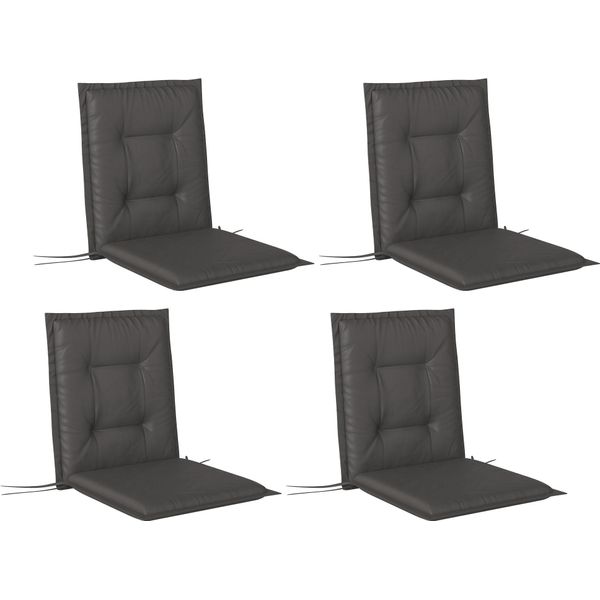 Outsunny Set Di 4 Cuscini Per Sedia 108 X 50 X 5 Cm Cuscino Per Sedia Con Cinghie, Cuscino Per Sedile Da Interno Per Esterni, Cuscino Per Sedile, Cuscino Per Panca Per Mobili Da Giardino, Sedia Per Sedersi, Sedia Da Pranzo, Grigio Scuro-image
