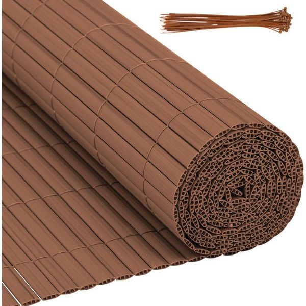 Hengda Pvc Privacy Schermo Mat Privacy Recinzione Balcone Frangivento Privacy Schermo Per Recinzione Marrone 100X300Cm-image