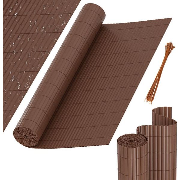 Aopunly Pvc Privacy Schermo Mat Privacy Recinzione Balcone Frangivento Privacy Schermo Per Recinzione Marrone 80X900Cm-image