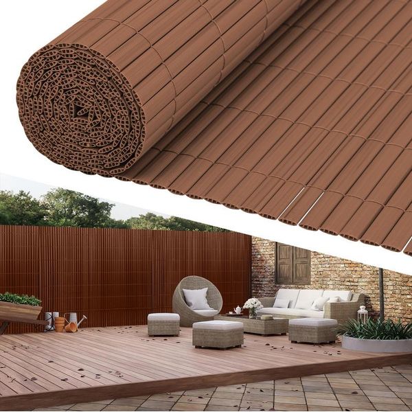 Jopassy Pvc Privacy Screen Mat Privacy Fence Screen Privacy Screen For Fence Balcony Brown 0.8 X 5M-image