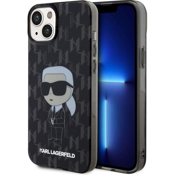 Custodia Rigida In Tpu Per Iphone 15 E 14 Plus Di Karl Lagerfeld - Monogramma Ikonik - Nero-image