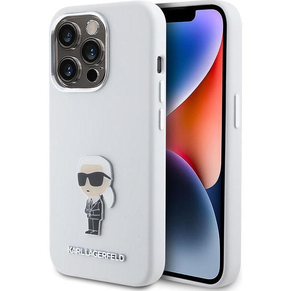 Custodia Karl Lagerfeld Per Iphone 15 Pro - Perno In Metallo Ikonik - Bianco-image