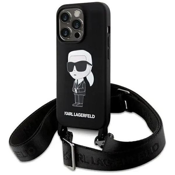 Custodia Karl Lagerfeld Per Iphone 15 Plus E 14 Plus - Ikonik Crossbody - Nero-image