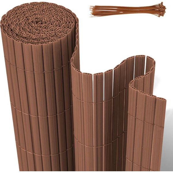 Jayseuw Pvc Privacy Schermo Mat Privacy Recinzione Balcone Frangivento Privacy Schermo Per Recinzione Marrone 100X400Cm-image