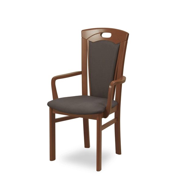 Esszimmerstuhl Home Affaire "Ferdi, Armlehnstuhl, Made In Italy, Massivholz", Braun (Nuss, Elef, Nussbaum, Elephant), B:55Cm H:100Cm T:57Cm, Massivholz, StüHle, Esszimmerstuhl, Bezug Feinstruktur (Wasser-Und Fleckabweisend) Oder Struktur-image