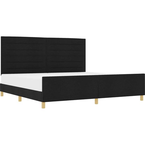 Vidaxl Struttura Letto Con Testiera Nera 200 X 200 Cm In Tessuto-image