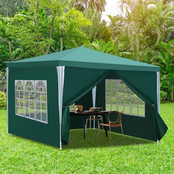 Hengda Gazebo 3X3M Verde Con Pareti Laterali Tenda Party Protezione Uv Per Giardino Esterno Campeggio-image