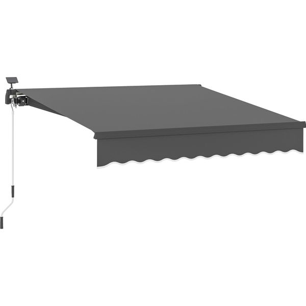 Outsunny Tenda A Morsetto Con Manovella Luce Solare Braccio Pieghevole Tenda Da Sole Protezione Uv 50+, Tenda Da Balcone Incl. Supporto A Parete Tenda Da Sole Grigio-image