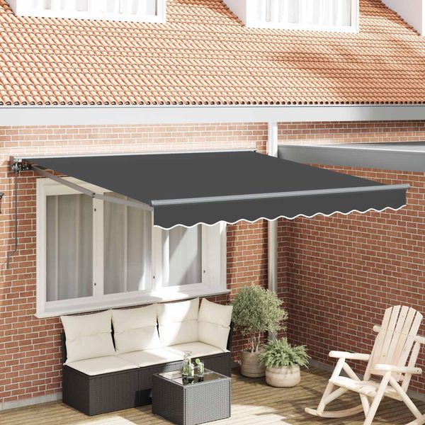 Vidaxl Tenda Retrattile Antracite 350 X 250 Cm In Poliestere E Metallo-image