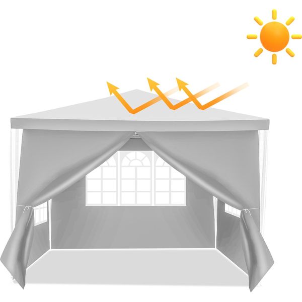Gazebo Clanmacy Con Finestre Con Pannelli Laterali 3 X 3 M Bianco-image