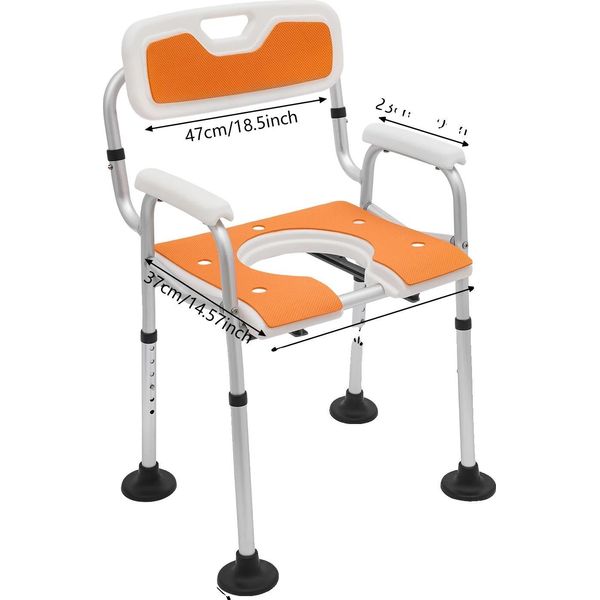Sedia Da Doccia, Regolabile In Altezza, Design Resistente E Robusto, Arancione-image