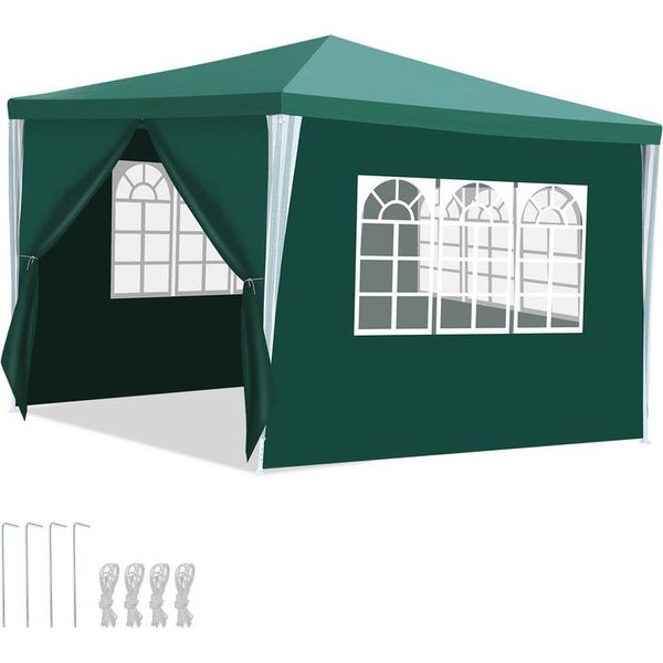 Gazebo Bettizia Con Finestre Con Pannelli Laterali 3 X 3 M Verde-image