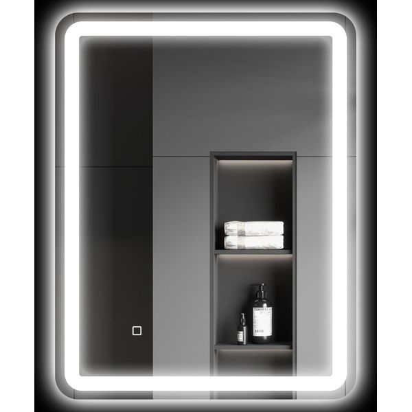 Homcom Specchio Da Bagno, 60 X 80 Cm Specchio Led Con Interruttore A Sfioramento, Funzione Di Memoria, Specchio Da Parete Non Appannante Specchio Luminoso Con 3 Colori Di Luce, Argento-image