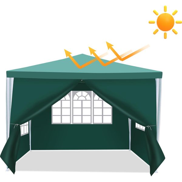 Gazebo Clanmacy Con Finestre Con Pannelli Laterali 3 X 3 M Blu-image