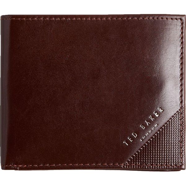 Ted Baker Pelle Portafoglio Prugs Leather Bifold Coin Wallet Brown Marrone Scuro-image