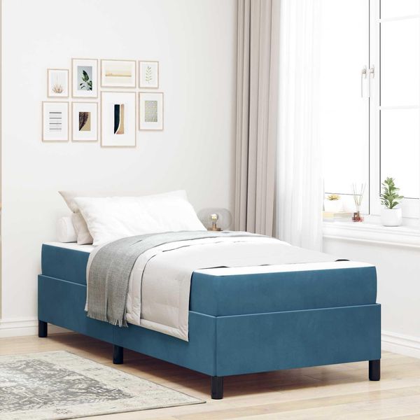 Vidaxl Struttura Letto Con Materasso Blu Scuro 80 X 200 Cm Tessuto-image