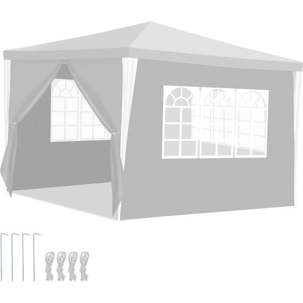 Aopunly 3X3M Gazebo Da Giardino Con Pannelli Laterali Tenda Portatile Impermeabile Con Tubo Di Ferro, Bianco-image