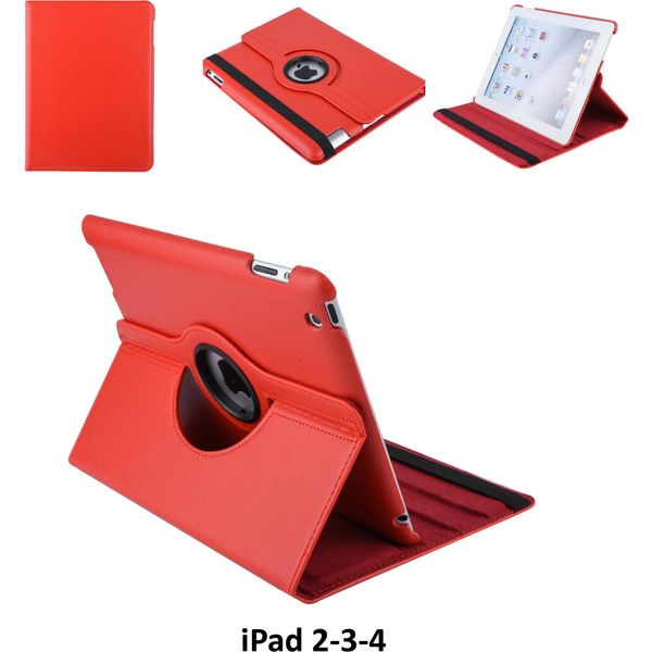 Custodia A Libro Per Tablet Apple Ipad 2-3-4 Rosso Ruotabile Per Ipad 2-3-4 2 Posizioni Di Visualizzazione-image