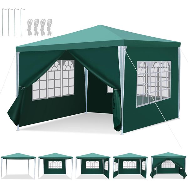 Gazebo Tolletour Con Finestre Con Pannelli Laterali 3 X 3 M Blu-image
