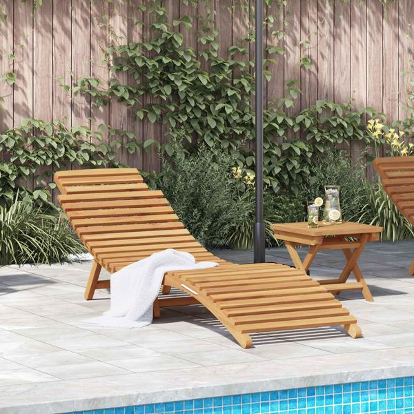 Vidaxl Lettino Prendisole Marrone 198 X 55 X 58,5 Cm In Legno Massiccio Di Teak-image