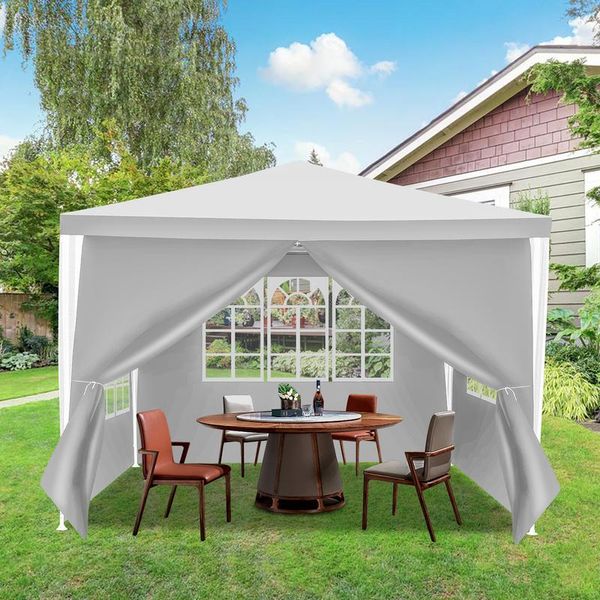 Jayseuw Gazebo 3X3M Bianco Con Pareti Laterali Tenda Party Protezione Uv Per Giardino Esterno Campeggio-image