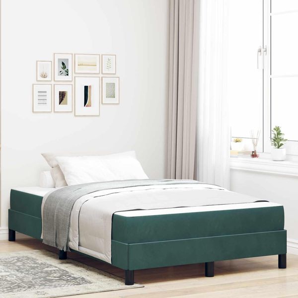 Vidaxl Letto A Molle Con Materasso Verde Scuro 120 X 190 Cm Tessuto-image