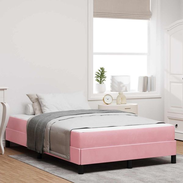 Vidaxl Letto A Molle Con Materasso Rosa 120 X 190 Cm In Tessuto-image