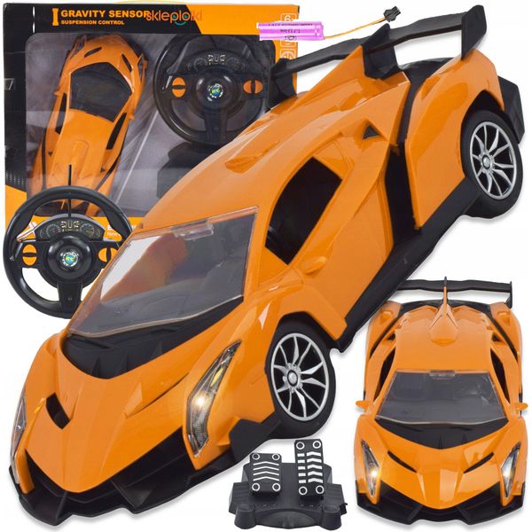 Lolex | Auto Sportiva Rc - Arancione - 600 G - Telecomando - Luci A Led - Funzione Drift-image
